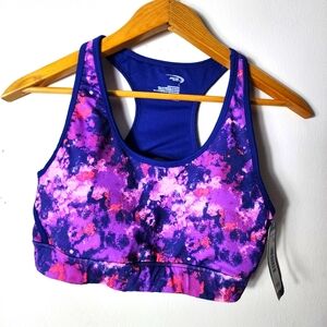 MTA Sport Woman's Sports Bra Size Medium Padded Racerback Colorful Size Large